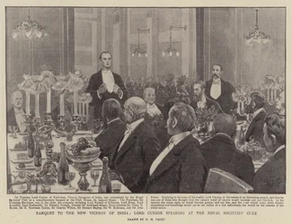 Bankett für den neuen Vizekönig von Indien, Lord Curzon spricht im Royal Societies